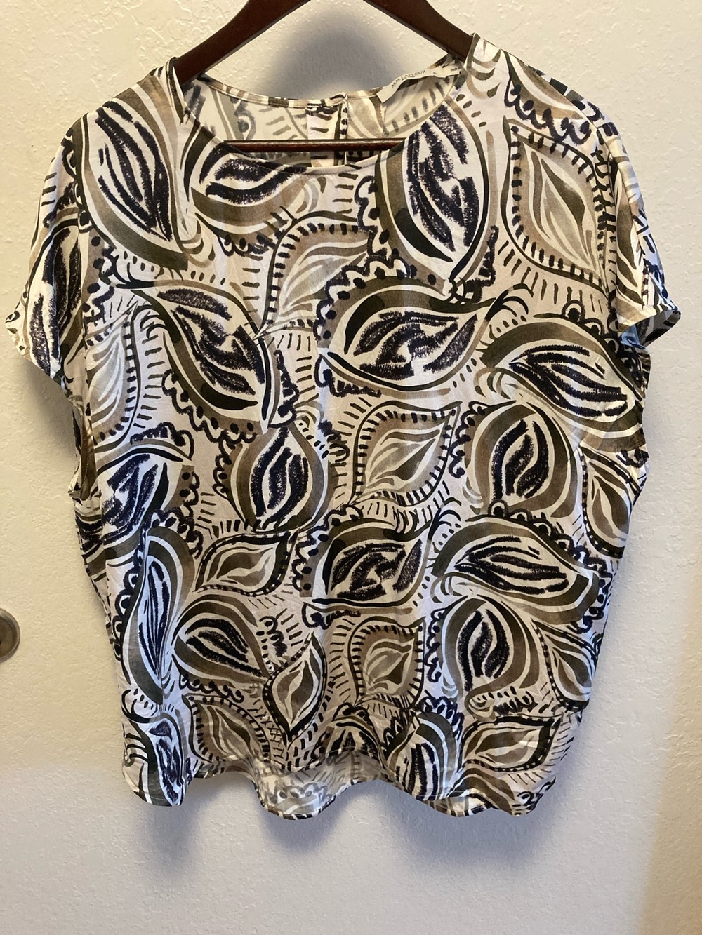 MM Lafleur Silk Blouse in Beige and Black